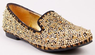 Loafers de animal print con aplique de tachas y puas Allure Posh